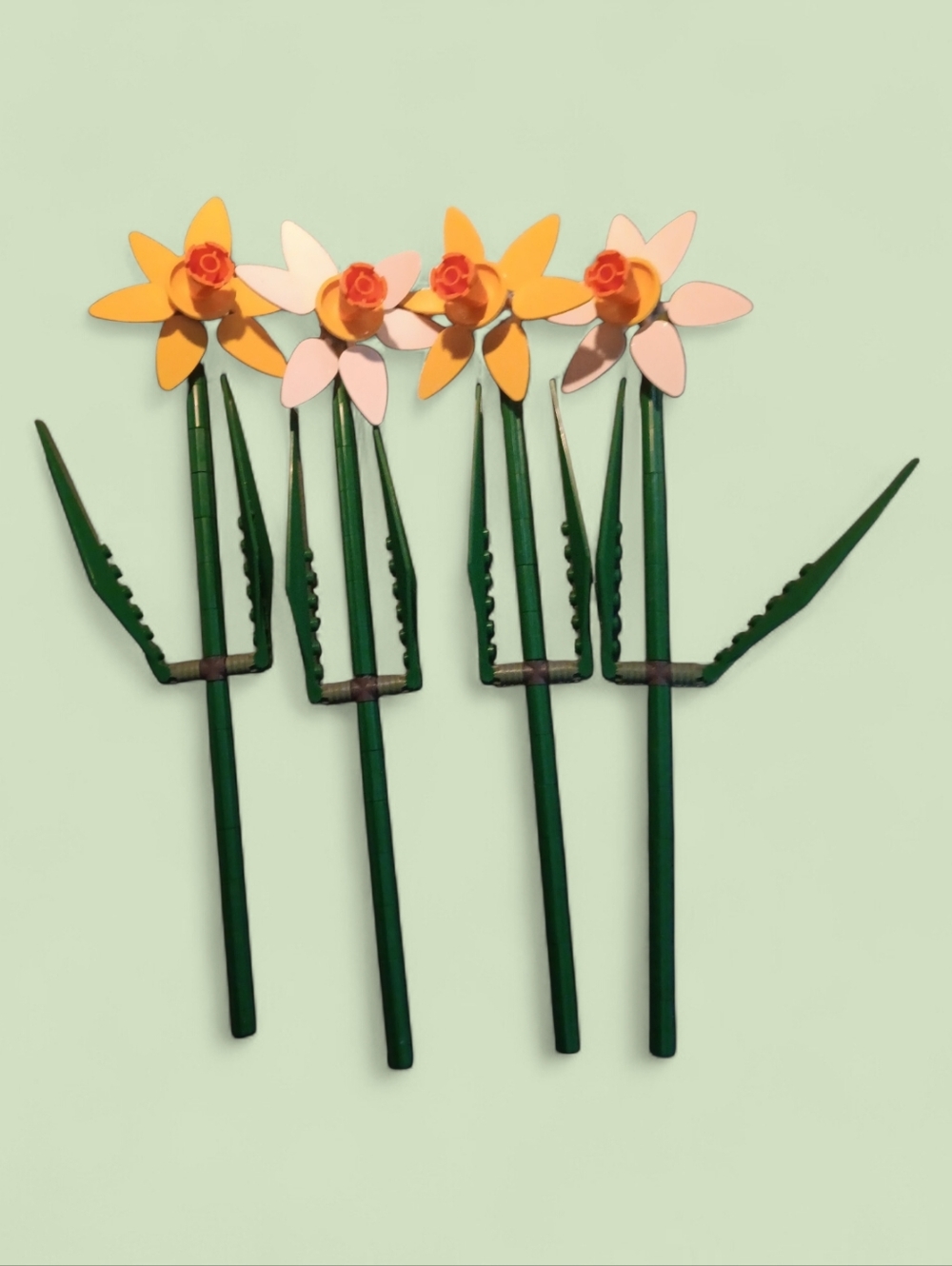 Lego Green Stem Flowers with Yellow and White Petals